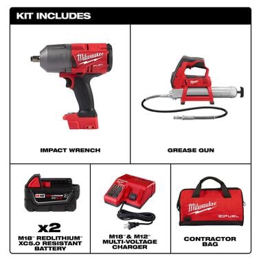 Milwaukee M18 FUEL HTIW with Grease Gun Kit, large image number 1