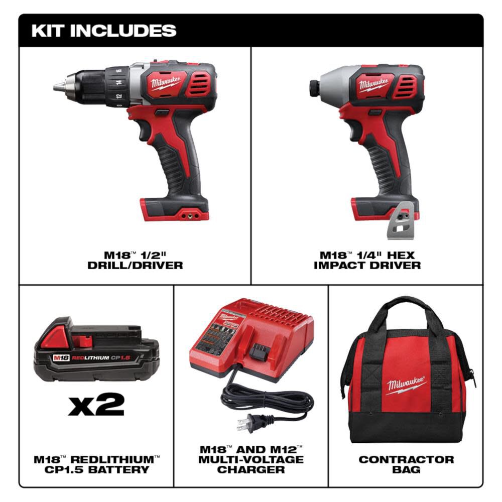 Milwaukee M18 Cordless Lithium-Ion 2-Tool Combo Kit, large image number 2