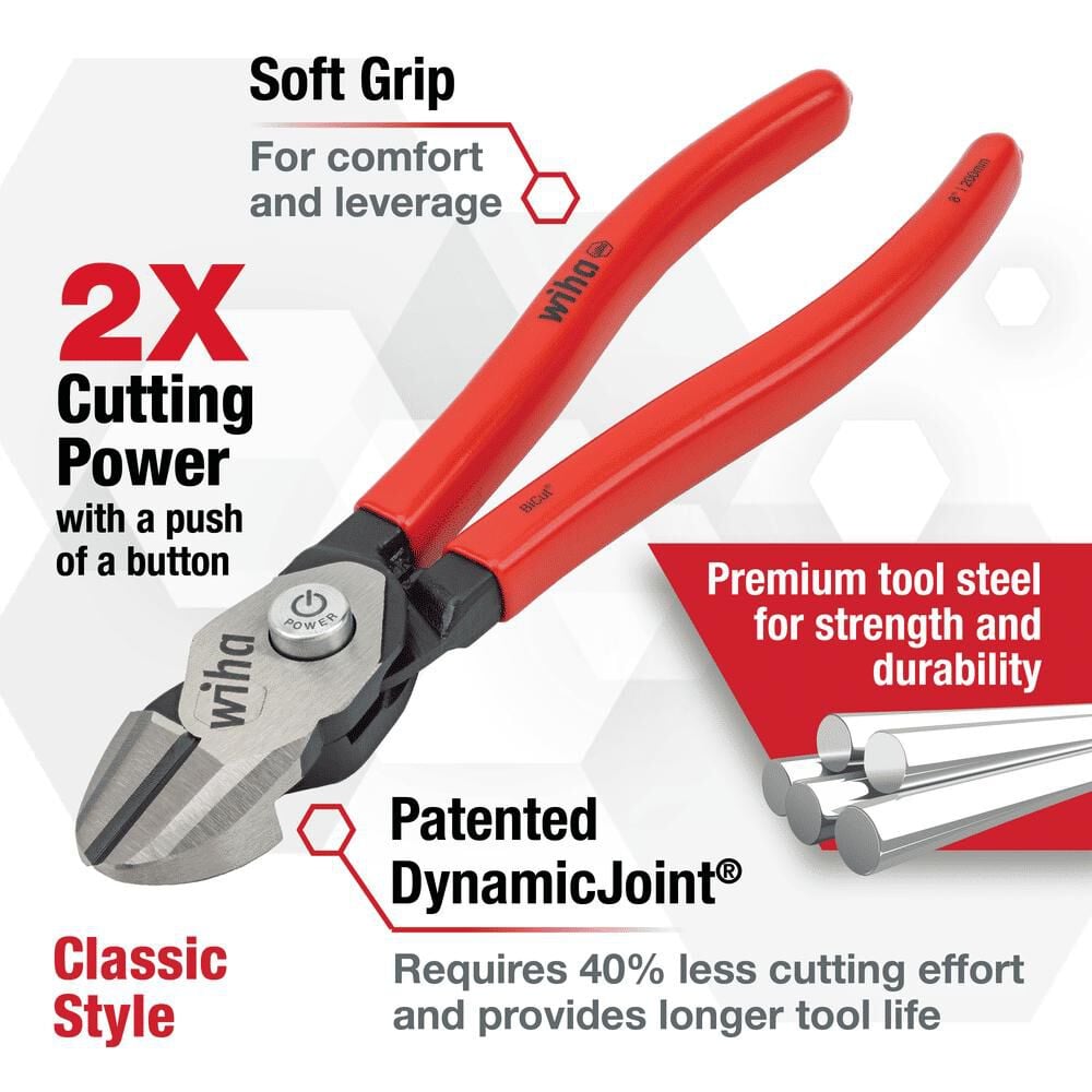 Wiha Diagonal Cutters Classic Grip BiCut SuperCut 8in, large image number 2
