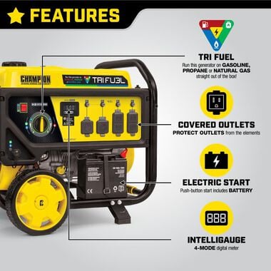 Champion Power Equipment Tri Fuel Portable Natural Gas Generator with CO Shield Electric Start 8000Watt, large image number 18