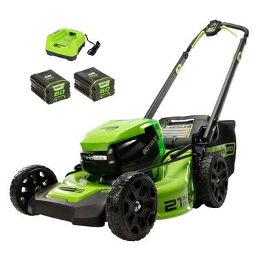 Greenworks 80V 21in Battery Powered Push Lawn Mower Kit with 4Ah Battery & Charger, large image number 0