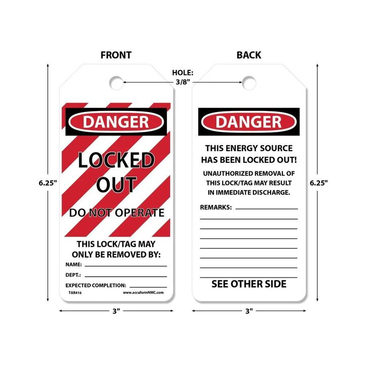 Accuform Cardstock OSHA Danger Do Not Operate Locked Out Tag, large image number 6