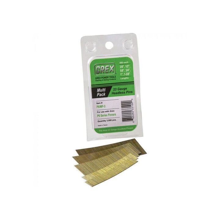Grex Power Tools Multi Pack 23 Gauge Galvanized Headless Pin 3000pk