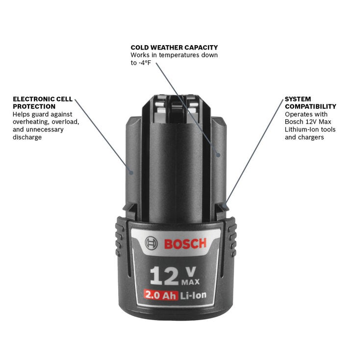 Bosch 12V Max 12V 2Ah Lithium Ion Power Tool Battery Pack, large image number 1
