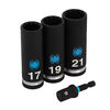 Spyder 1/2 Inch Drive Universal Spline Impact Socket Set, 17-21mm, 4 Pieces, small image number 1