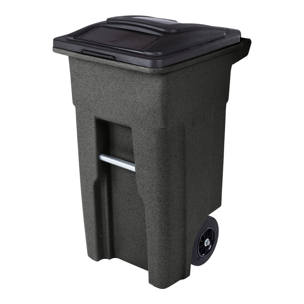 Toter 32 Gallon Blackstone Trash Can with Quiet Wheels and Attached Lid, large image number 1