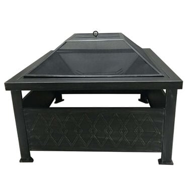 Living Accents Wood Fire Pit 34in Black Steel Square