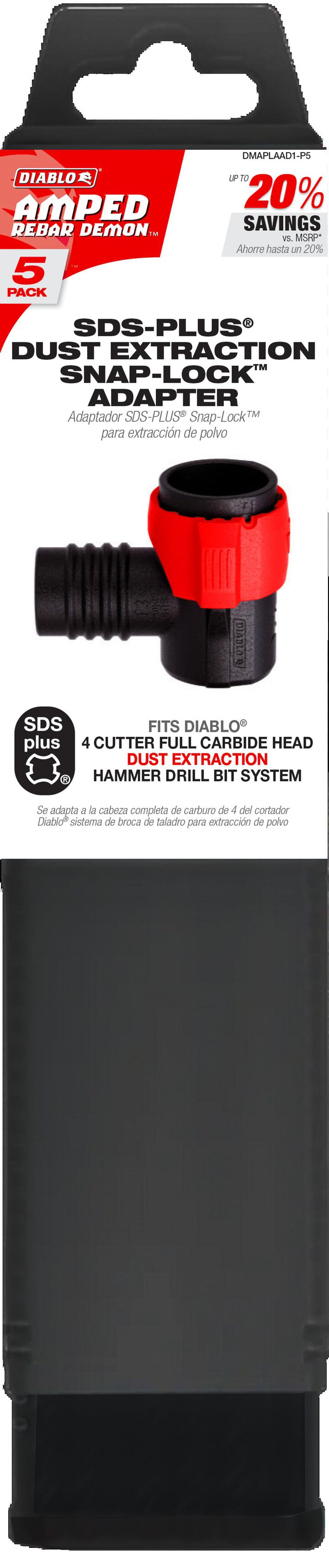 Diablo Tools AMPED Rebar Demon SDS-Plus Snap-Lock Adapter, 5 Pack, large image number 4