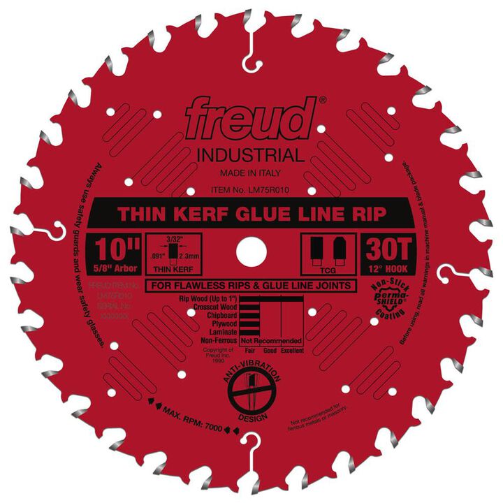 Freud 10in Thin Kerf Glue Line Rip Blade, large image number 0