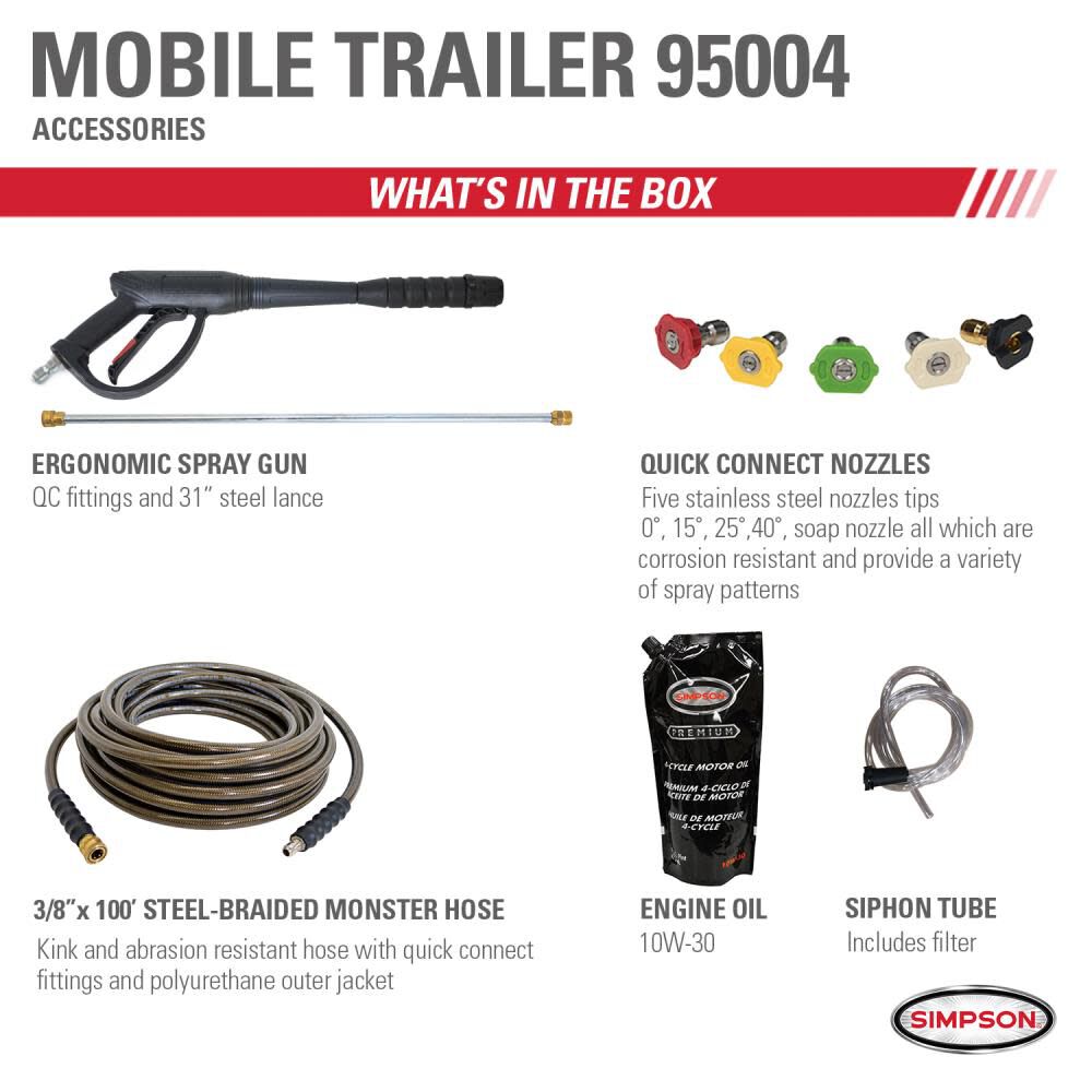 Simpson 4200 PSI 4.0 GPM Gas Powered Cold Water Pressure Washer Trailer with 5 Spray Tips, large image number 3