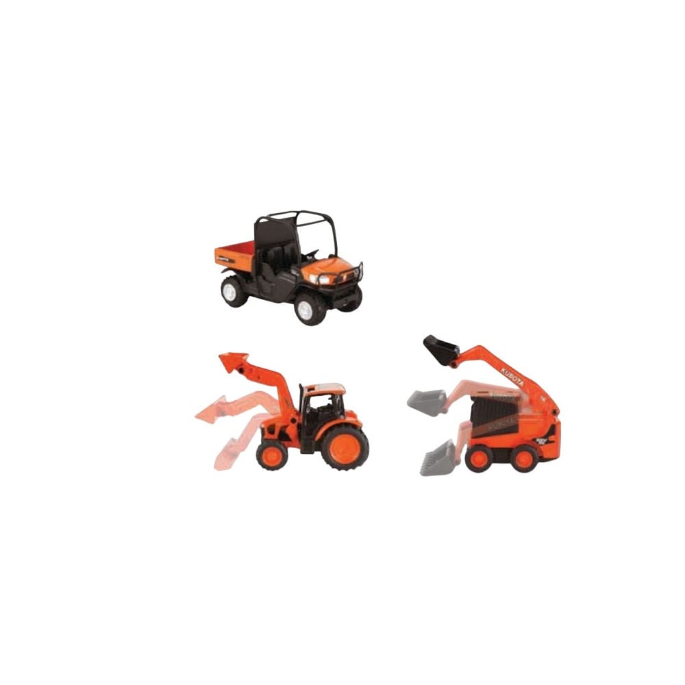 Kubota Miniature Toy Pull-Back Set with Skid Steer, Loader & Tractor – 77700-11068