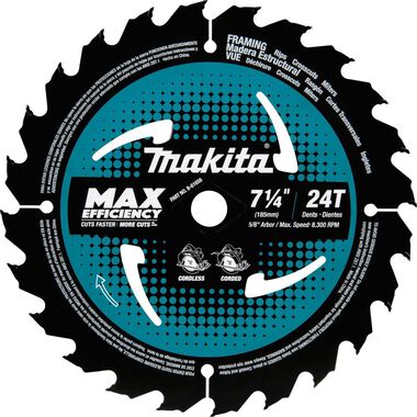 Makita 7-1/4in 24T CT Max Efficiency Ultra-Thin Kerf Framing Saw Blade, large image number 0