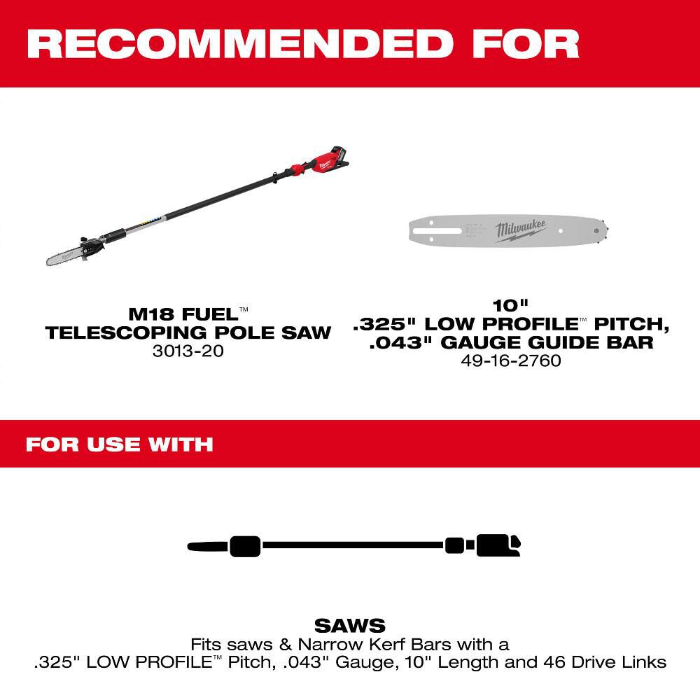 Milwaukee 10 best sale pole saw chain