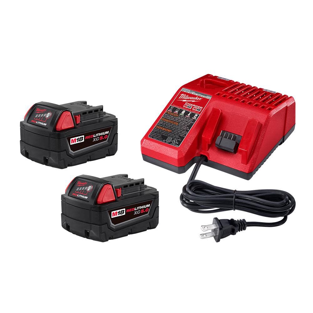 Milwaukee M18 REDLITHIUM XC5.0 Battery 2pk Starter Kit 48-59-1852B - Acme  Tools