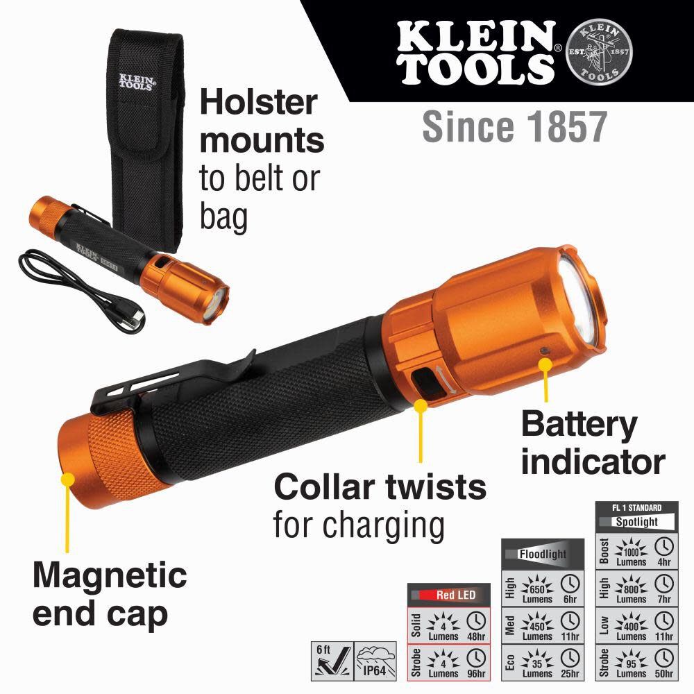 Klein Tools 2 Color LED Flashlight Rechargeable, large image number 2