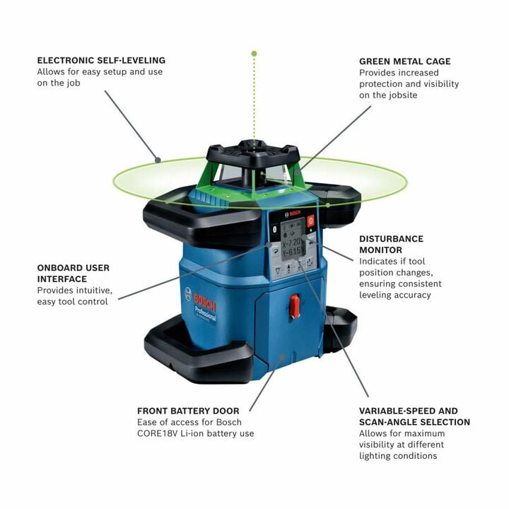 Bosch 18V REVOLVE4000 Connected Rotary Laser Kit, large image number 2