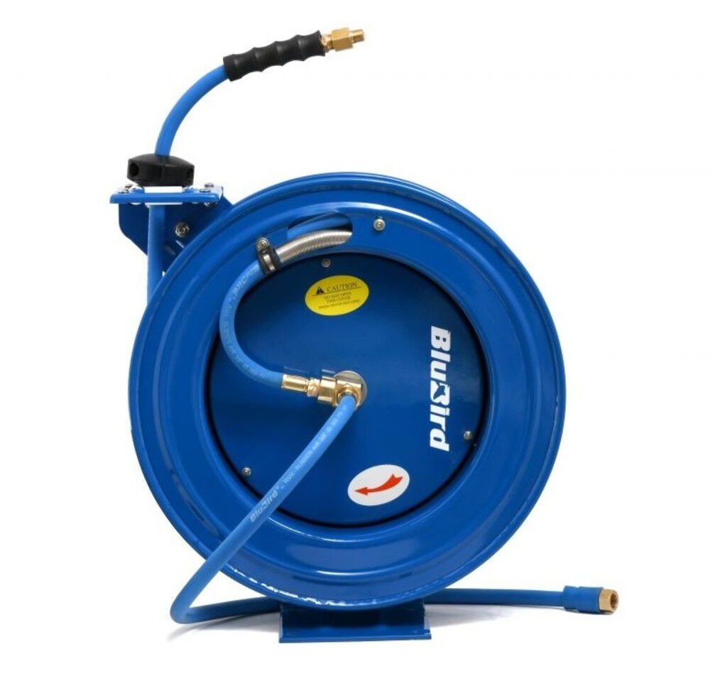 BluBird 3/8 Inch x 75 Ft. Steel HD Single Arm Air Hose Reel Assembly – BBRHD3875