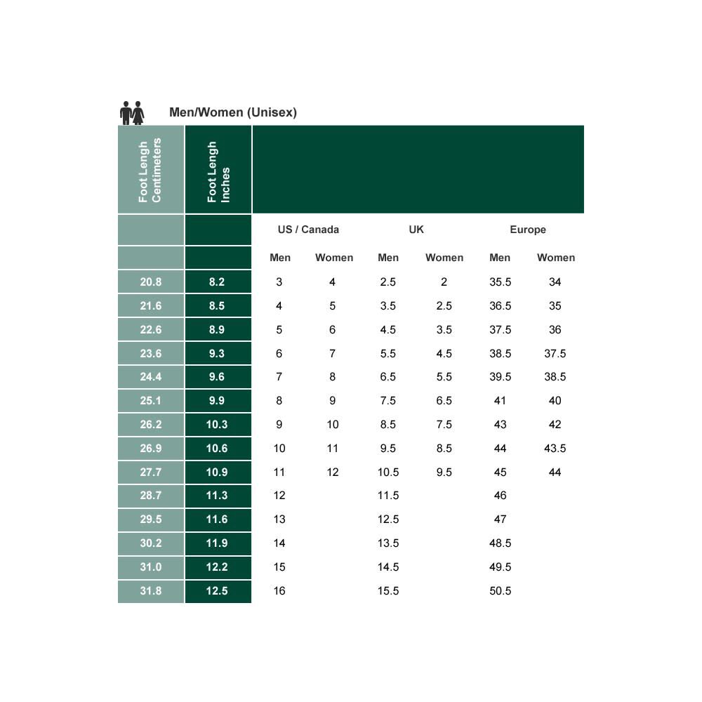 Hunter boot size chart best sale