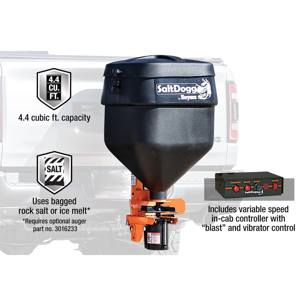 Buyers Products Company SaltDogg 4.4 Cubic Foot Black Polymer Electric Tailgate Spreader, large image number 3