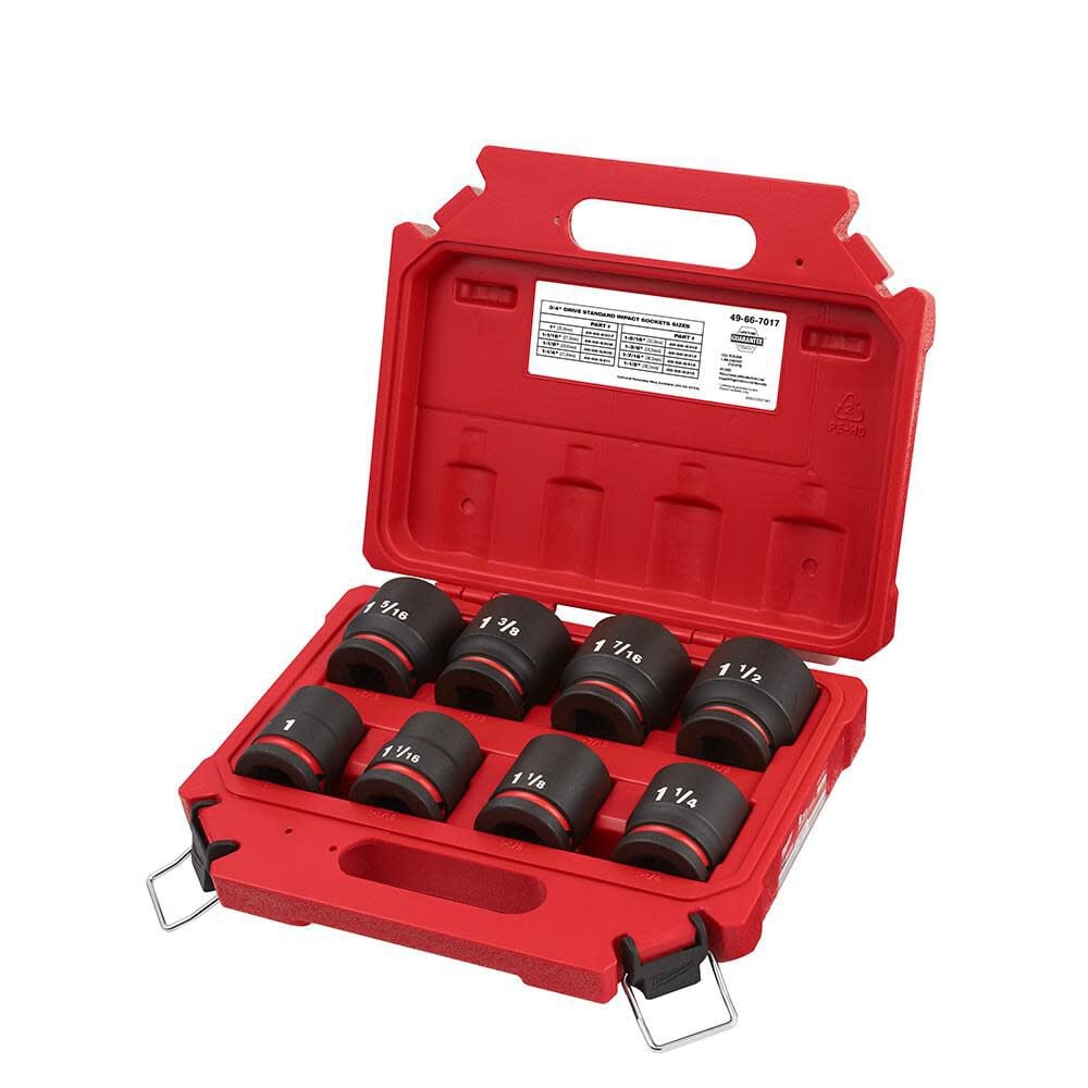 Milwaukee Impact Socket 3 4in Drive Sae Standard 6 Point 8pc 49 66 7017 - Image 2