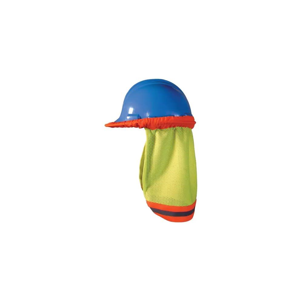 Occunomix Mesh Hard Hat Shade Hi-Vis Lime with Orange Stripe, large image number 1