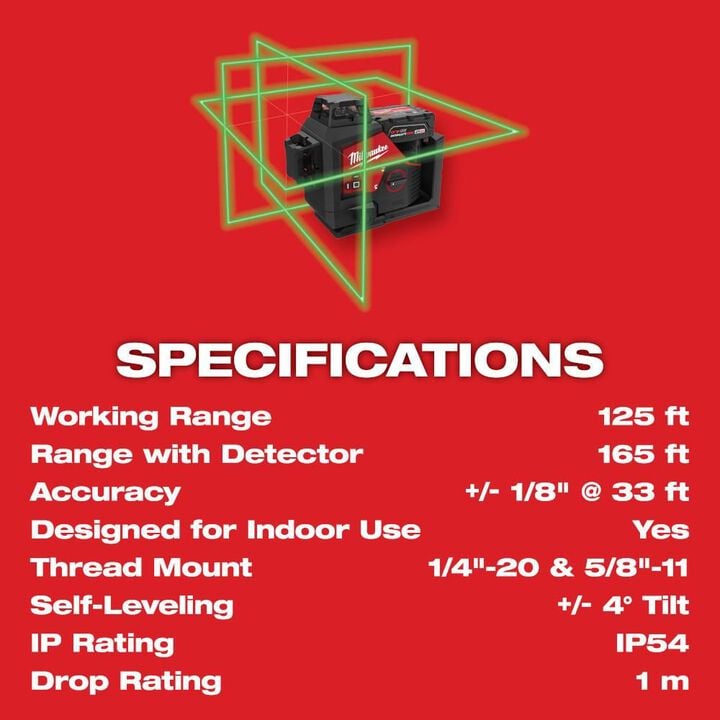 Milwaukee M12 Green Beam Laser 360 3-Plane Kit, large image number 10