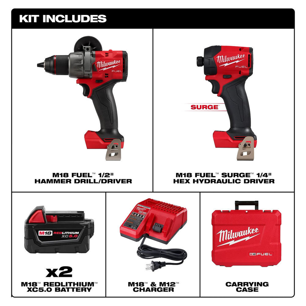 Milwaukee M18 Fuel 2-Tool Combo Kit and D-Handle Leaf Blower Bare Tool Bundle, large image number 2