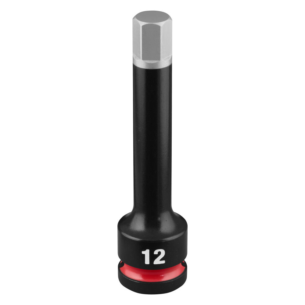 Milwaukee SHOCKWAVE Impact Duty 1/2 Inch Drive 4 Inch Hex 12mm Bit Socket - 49-66-7321