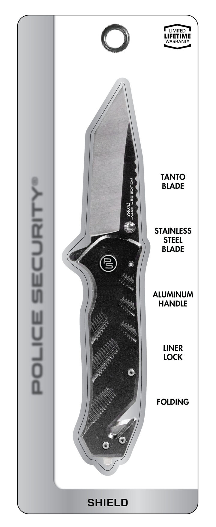 Police Security Shield 8-1/5 Inch Tanto Folding Knife, large image number 1