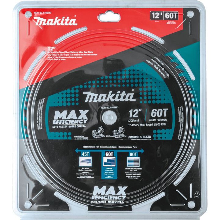 Makita 12in 60T Carbide-Tipped Max Efficiency Miter Saw Blade, large image number 6