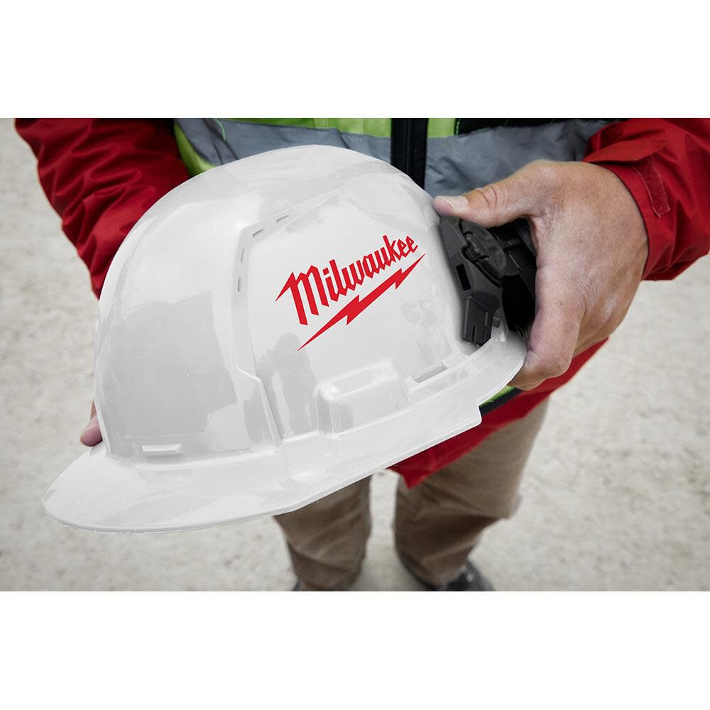 Milwaukee White Front Brim Hard Hat with 6pt Ratcheting