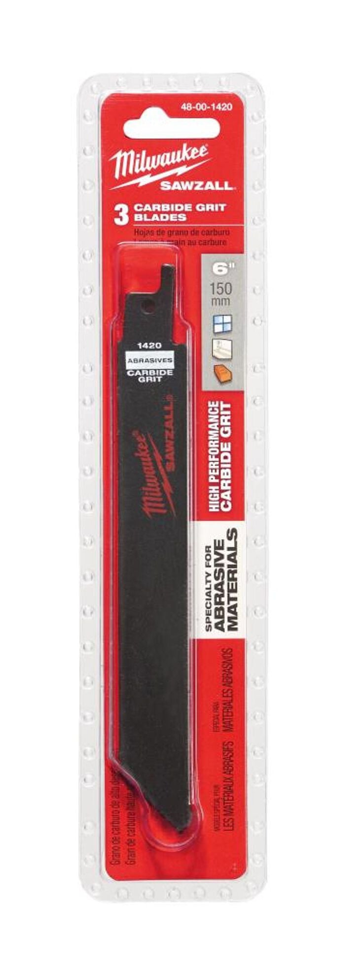 Milwaukee 6 in. Carbide Grit SAWZALL Blade 3PK, large image number 1