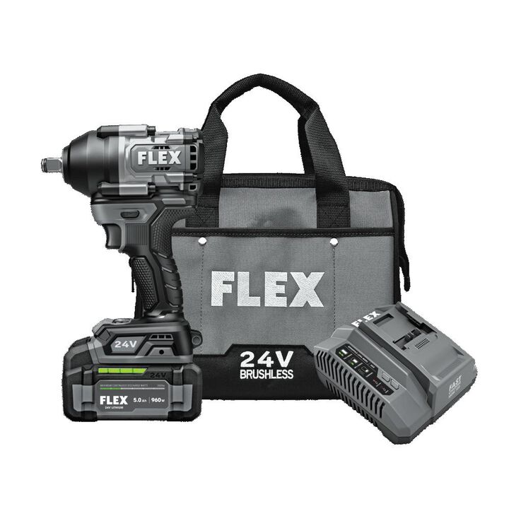FLEX 24V Cordless 1/2 Inch Mid Torque Impact Wrench Kit, large image number 2