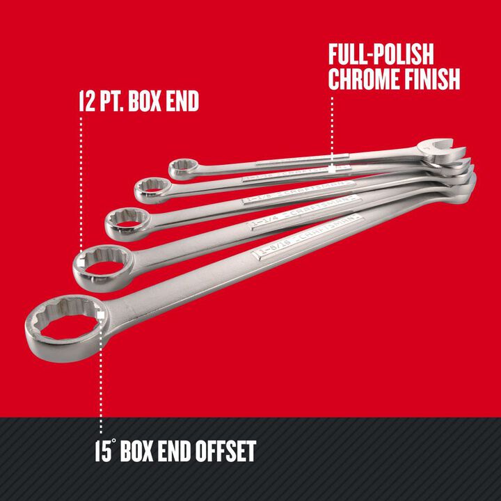 CRAFTSMAN Jumbo SAE Combination Wrench Set, 5pc, large image number 3