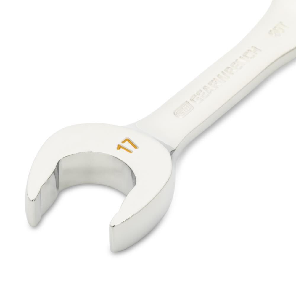 GEARWRENCH 17mm 90-Tooth 12 Point Stubby Combination Ratcheting Wrench, large image number 3