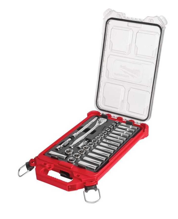 Milwaukee 3/8 32pc Ratchet and Socket Set in PACKOUT - Metric