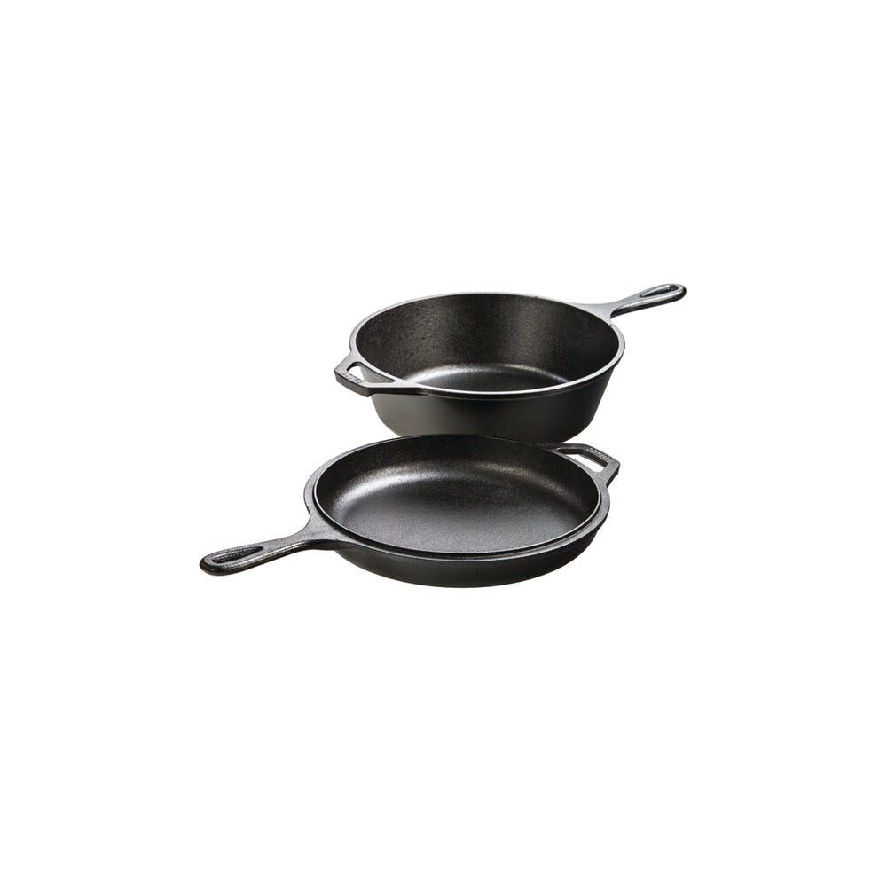 Lodge Cast Iron 10 Inch Black Cast Iron Seasoned Combo Skillet and Cooker Set – LCC3