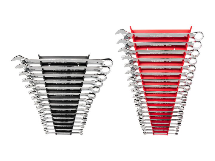 Tekton Combination Wrench Set with Rack, 34 Pieces (1/4 - 1 Inch, 6 - 24 mm)
