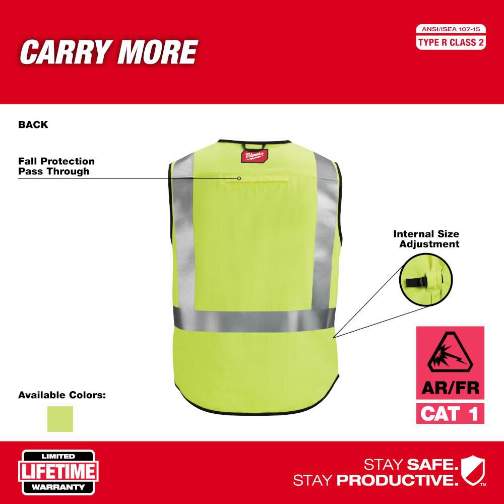 Milwaukee High Vis Safety Vest Yellow Class 2 AR/FR Cat 1 4XL/5XL, large image number 4