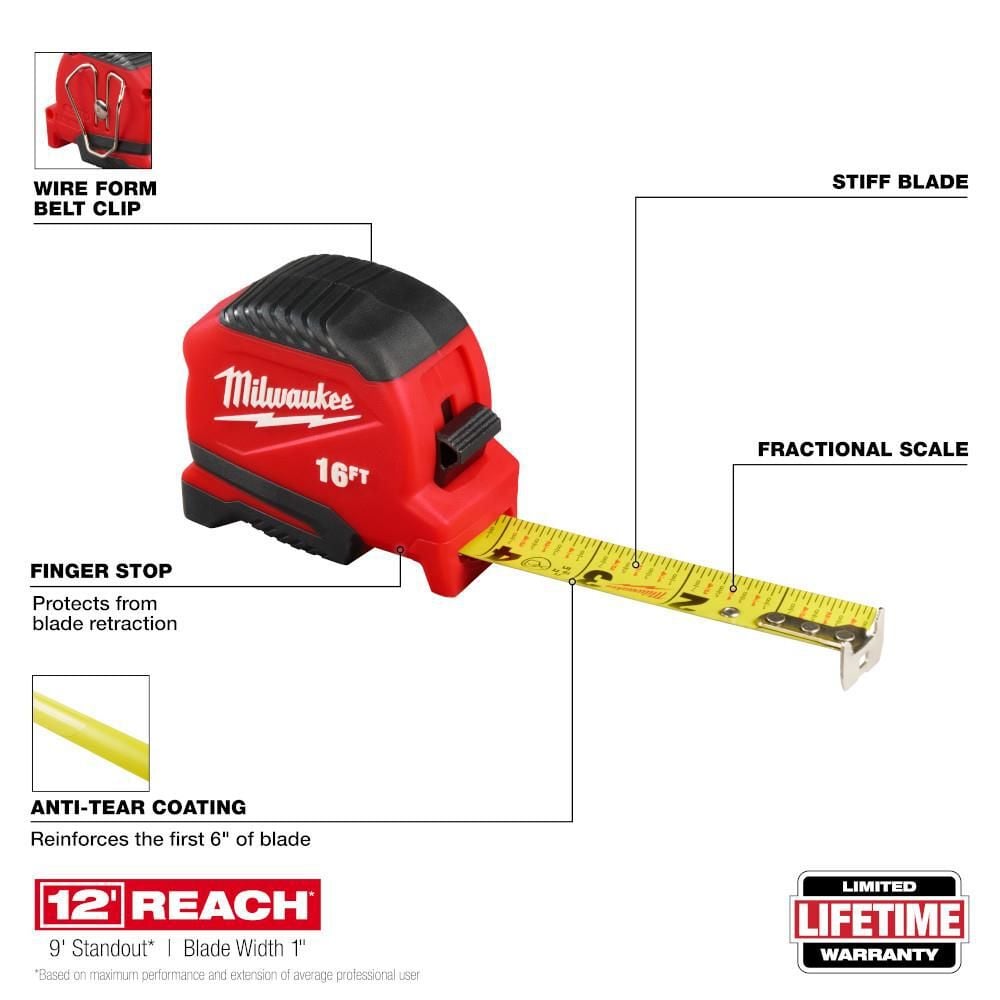 Milwaukee 16 Ft. Compact Tape Measure, large image number 2