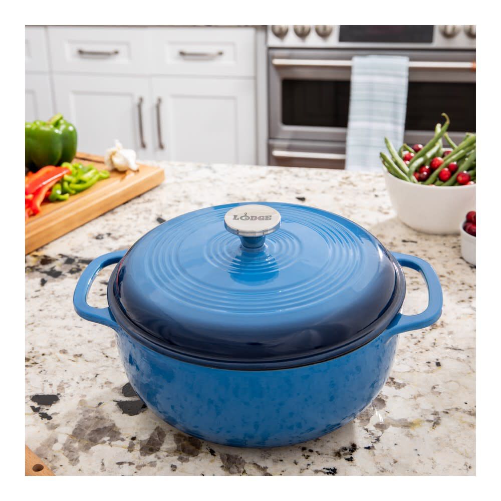 Lodge Cast Iron 6 Qt 10.5 Inch Blue Essential Enamel Cast Iron Dutch Oven, large image number 2