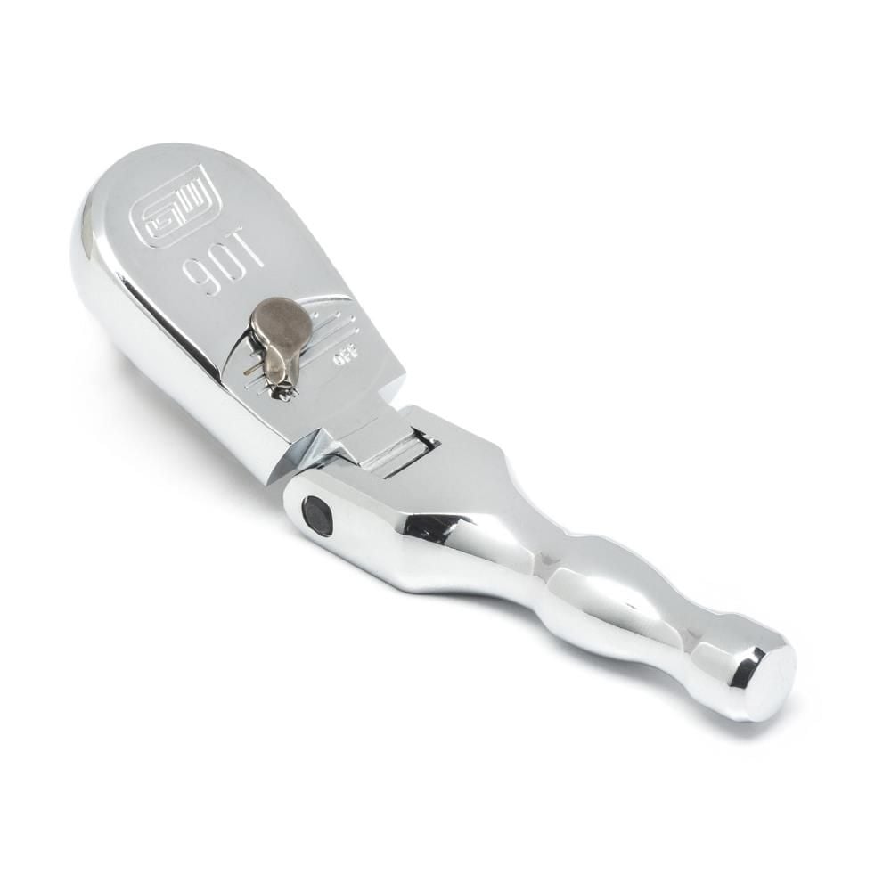 GEARWRENCH 3/8in Drive 90 Tooth Stubby Flex Head Teardrop Ratchet 5in, large image number 3