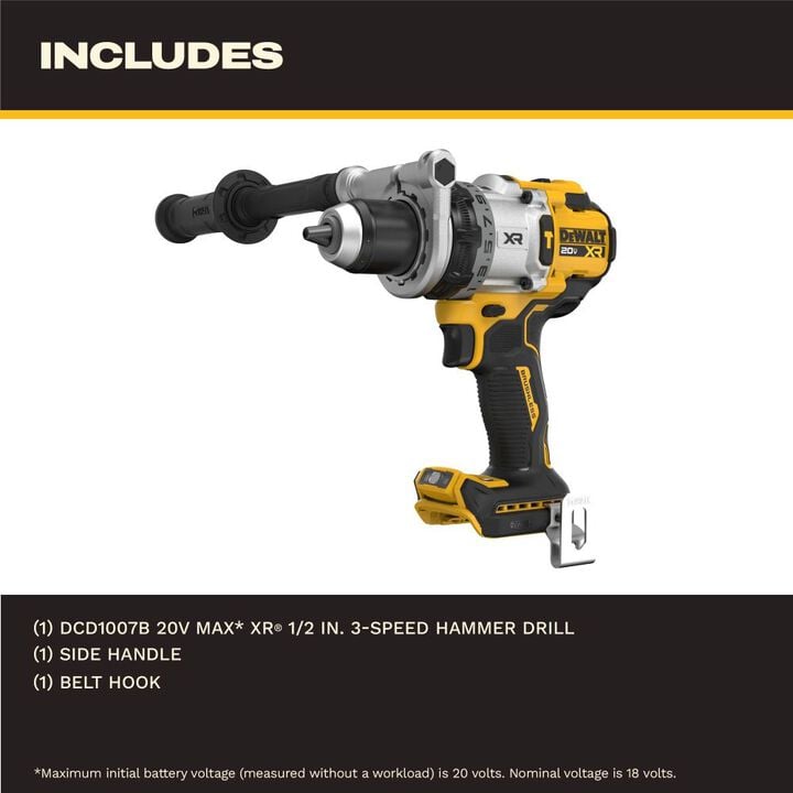 DEWALT 20V MAX XR Brushless Cordless 1/2 Inch Hammer Drill (Bare Tool), large image number 2