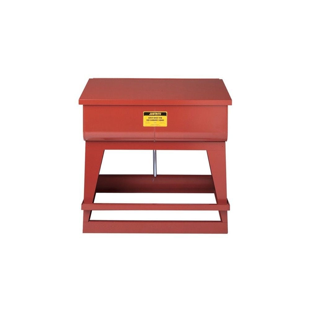 Justrite 22 Gallon Red Steel Floor-Standing Self-Close Cover Rinse Tank, large image number 1