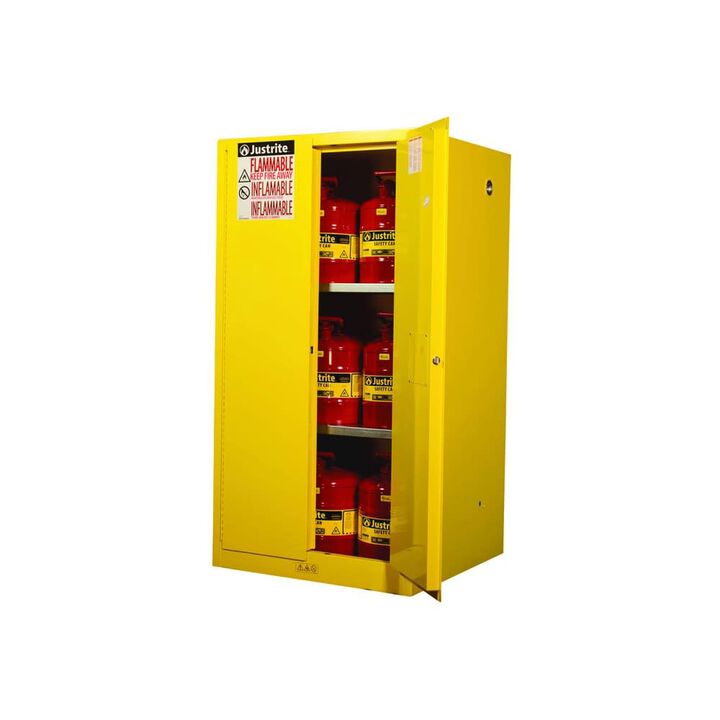 Justrite 60 Gallon Yellow Steel Manual Close Flammable Cabinet, large image number 3