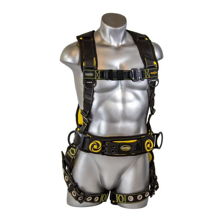 Guardian Fall Protection M/L Construction Full Body Harness with QC Chest Buckle, Side D-Ring
