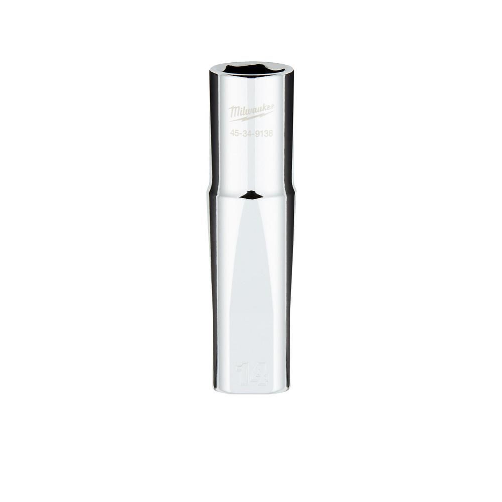 Milwaukee Promotional 1/2 Inch Drive 14mm Metric 6-Point Deep Socket with FOUR FLAT Sides, large image number 1