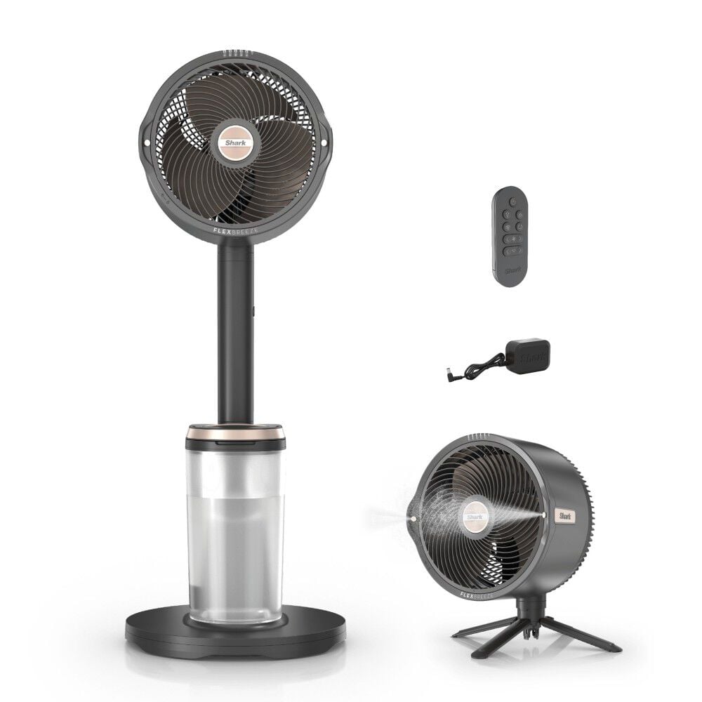 Shark FlexBreeze 12V 36W 3A Pro Mist Pedestal and Table Fan Charcoal – FA302