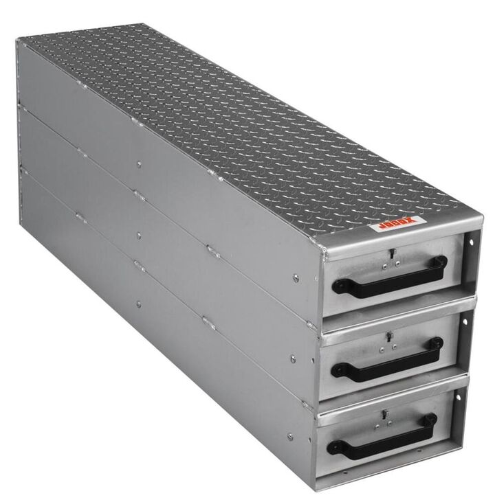 Crescent JOBOX 3 Drawer Long Stacked Heavy-Duty Aluminum Drawer Storage 12inW x 18inH x 50inL