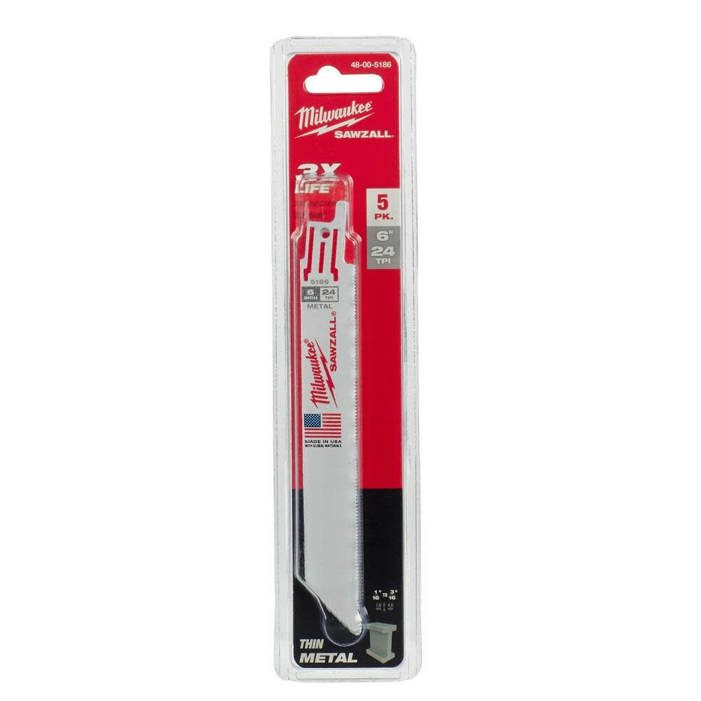Milwaukee 6 in. 24 TPI Thin Kerf SAWZALL Blades 5PK, large image number 10
